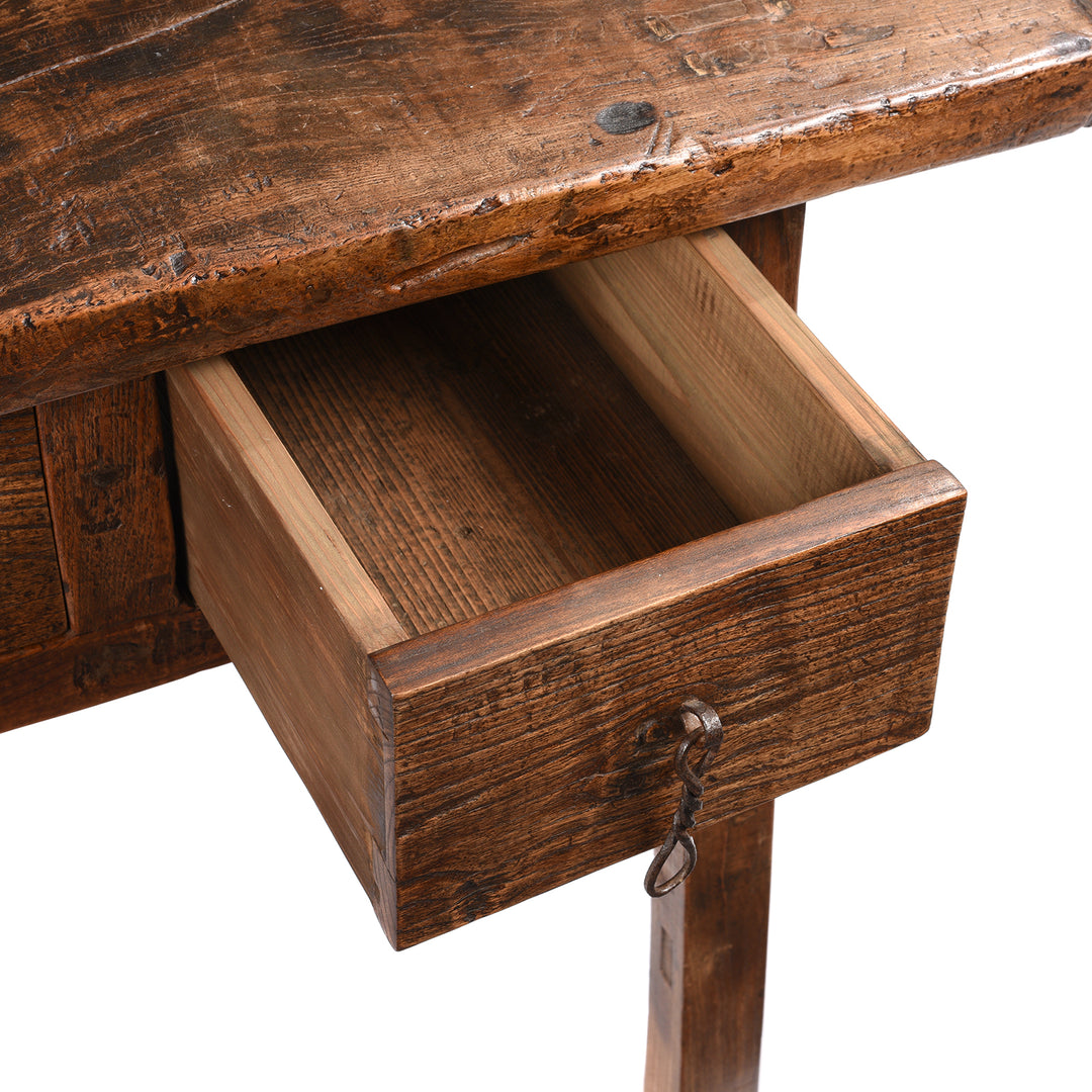Drawer Detail From Rustic Countryside Wine Table from China - 19thC | Indigo Antiques