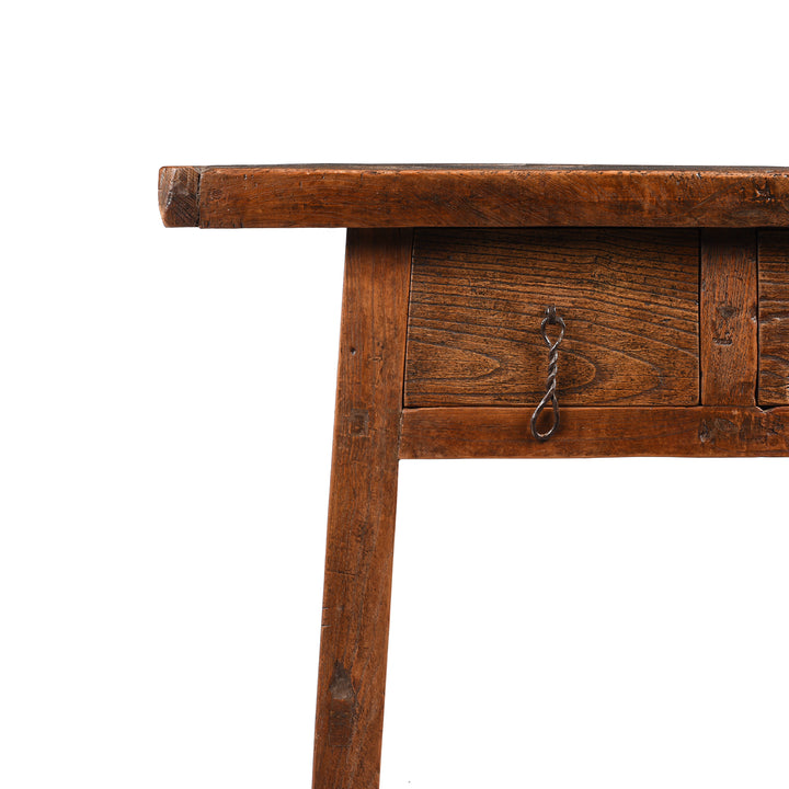 Corner Detail From Rustic Countryside Wine Table from China - 19thC | Indigo Antiques