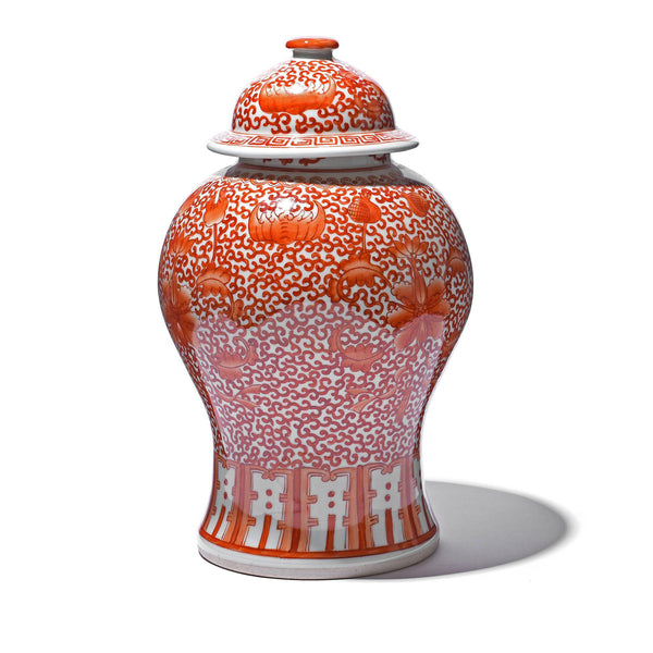 Porcelain Temple Jar -  Kangxi Orange Design
