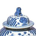 Blue And White Porcelain Temple Jar Fish Design With Cover