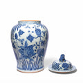 Blue And White Porcelain Temple Jar Fish Design With Cover