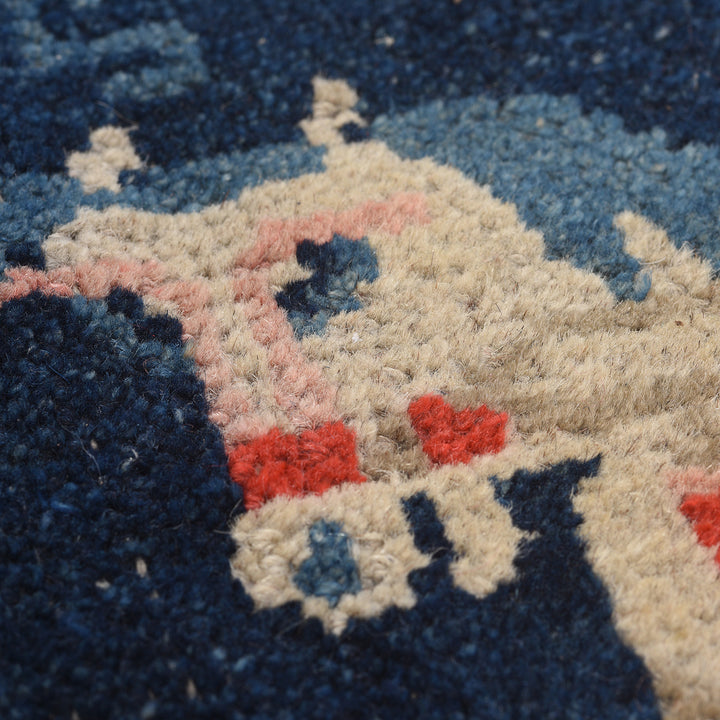 Detail From Antique Horse Design Woolen Tibetan Saddle Rug - Ca 1920's | Indigo Antiques