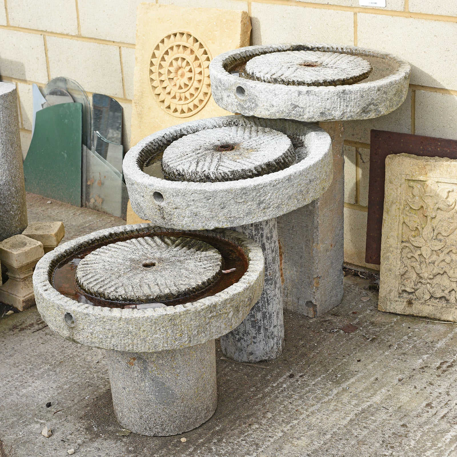 Water Feature Made From 19thC Chinese Mill Stones | Indigo Antiques