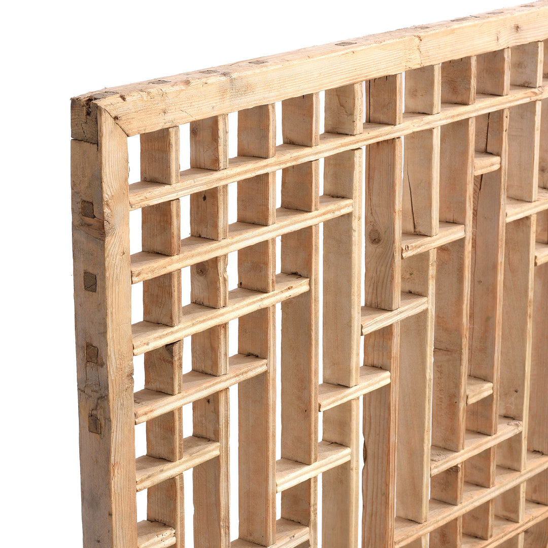 Angled View Of Chinese Pine Window Screen From Shanxi Province - 19thC | Indigo Antiques