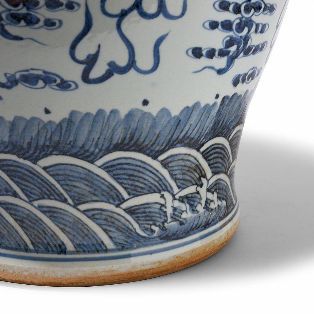 Detail From Blue & White Porcelain Vase - Dragon Design (Med) | Indigo Antiques