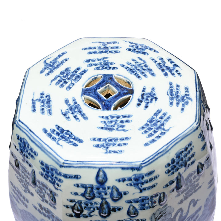 Top Of Porcelain Seat - Blue & White Kylin Design | Indigo Antiques