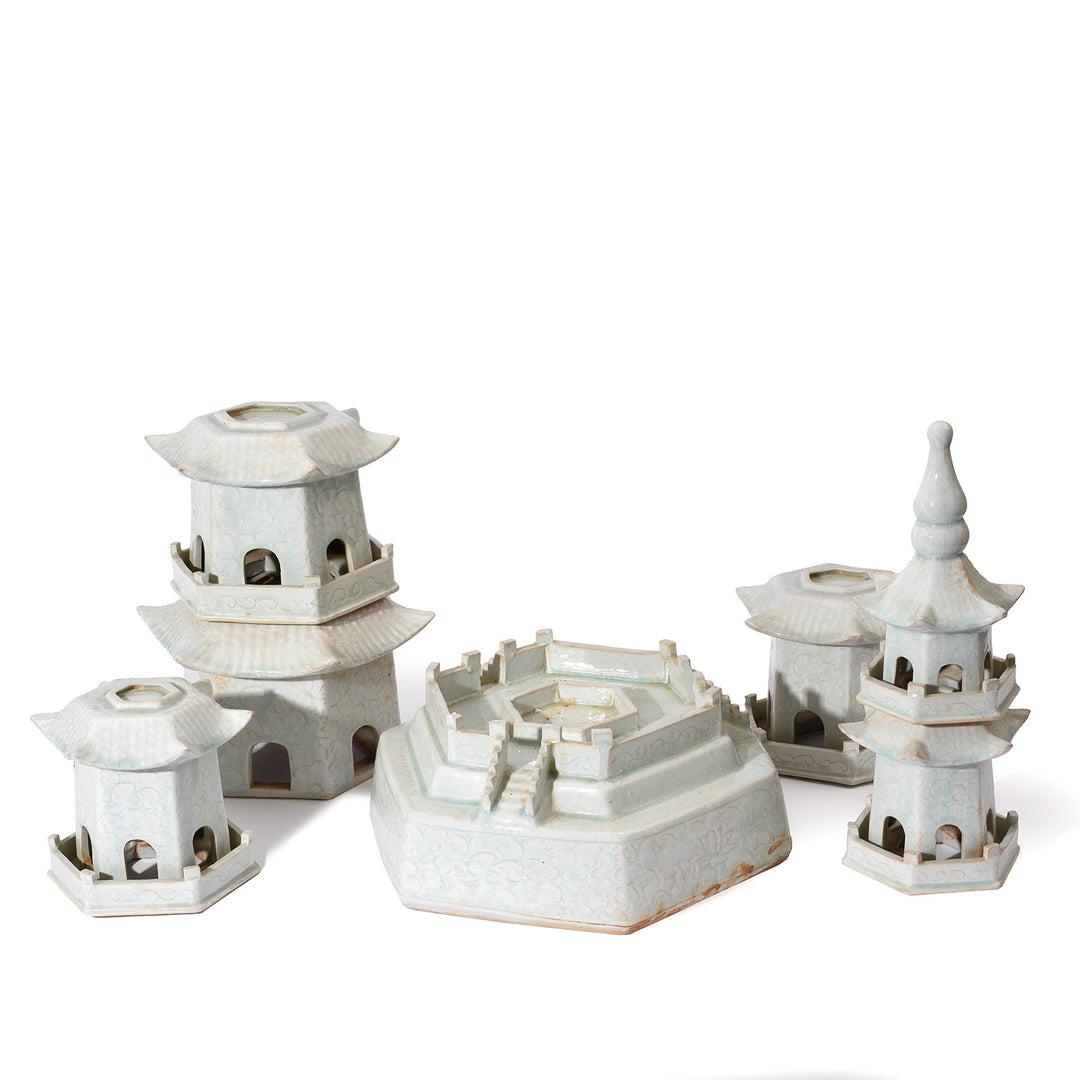 Deconstructed View Of Celadon Glazed Porcelain Pagoda - Song Dynasty Style | Indigo Antiques