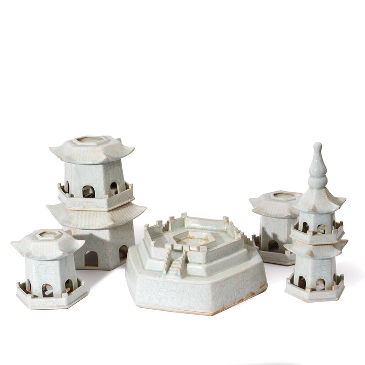 Deconstructed View Of Celadon Glazed Porcelain Pagoda - Song Dynasty Style | Indigo Antiques