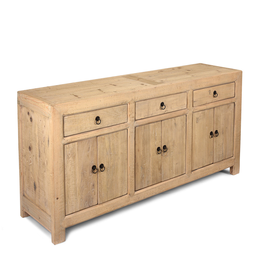 Angled View Of Vintage Sideboard From Mongolia With Drawers - Ca 1930's | Indigo Antiques