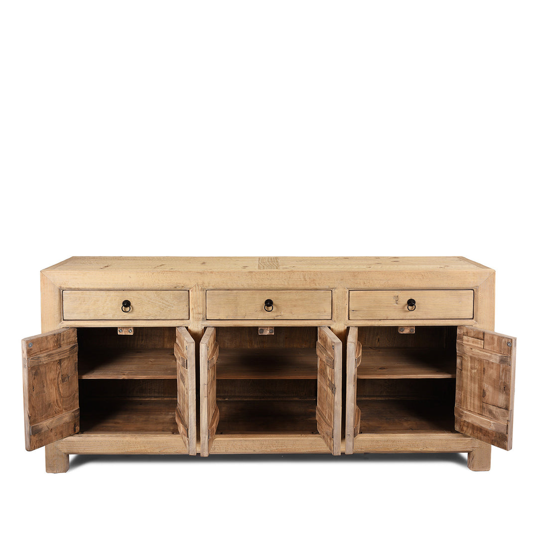 Open doors View Of Vintage Sideboard From Mongolia With Drawers - Ca 1930's | Indigo Antiques