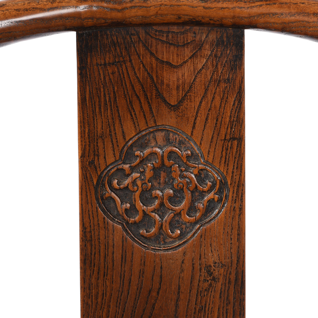 Carving Detail From Chinese Elm Horseshoe Chair - Late 19thC | Indigo Antiques