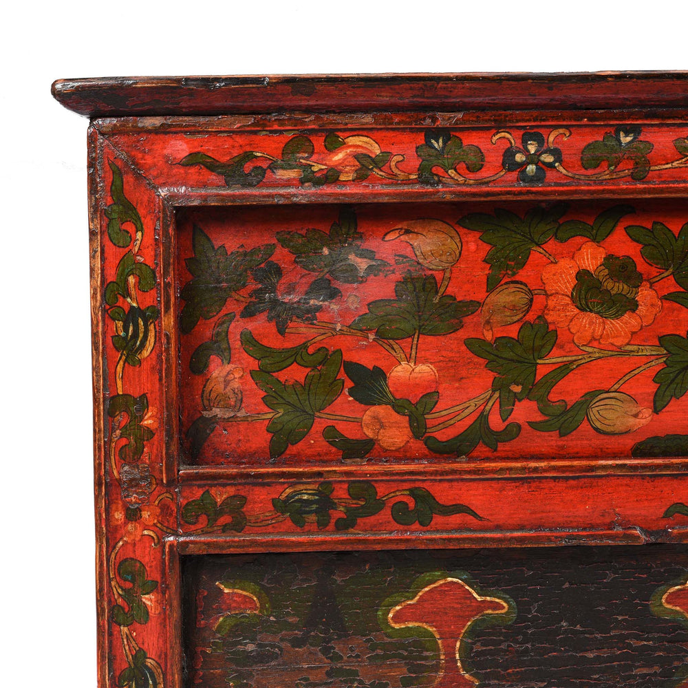 Corner Detail From Antique Painted Tibetan Choksar - 19thC | Indigo Antiques