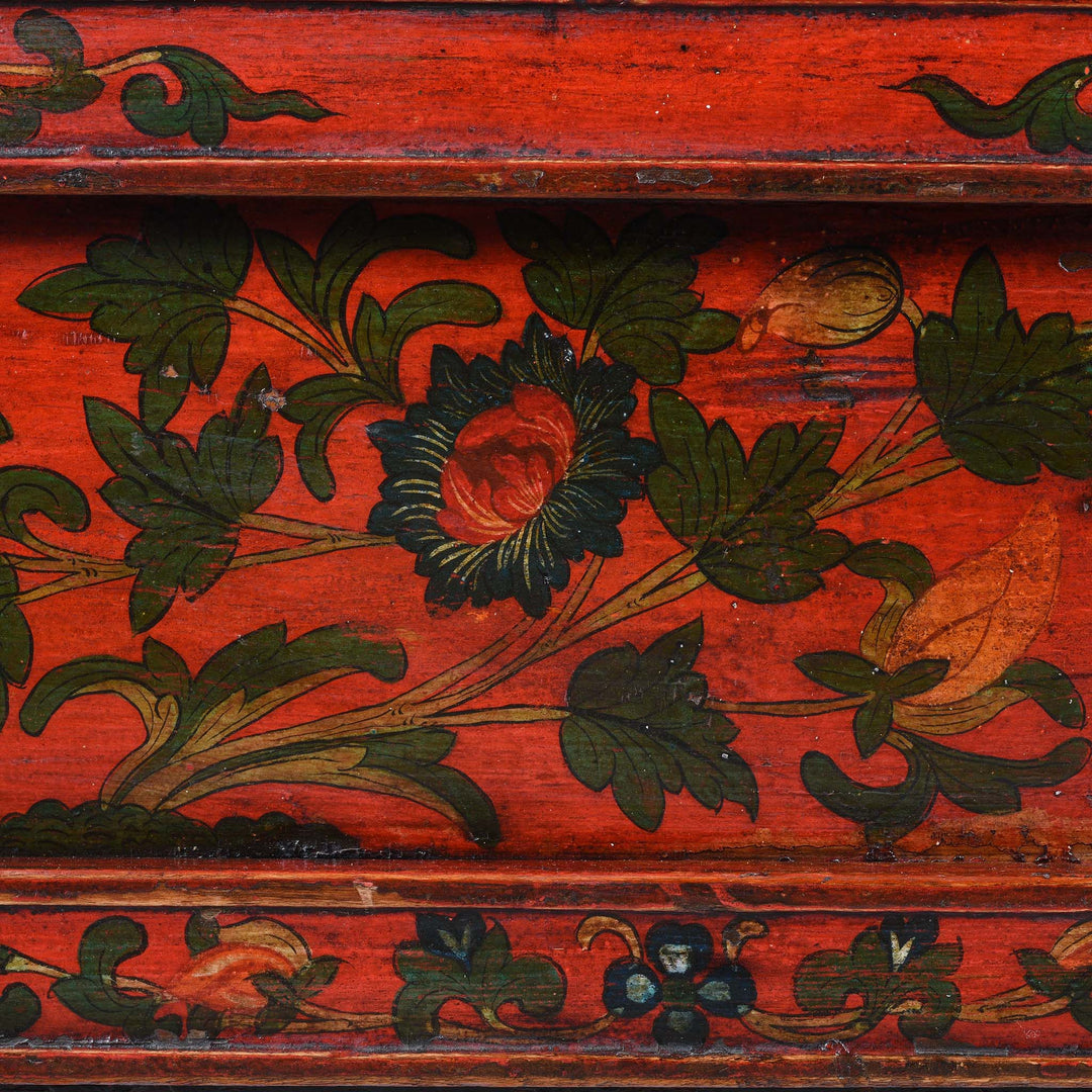 Paintwork Detail From Antique Painted Tibetan Choksar - 19thC | Indigo Antiques