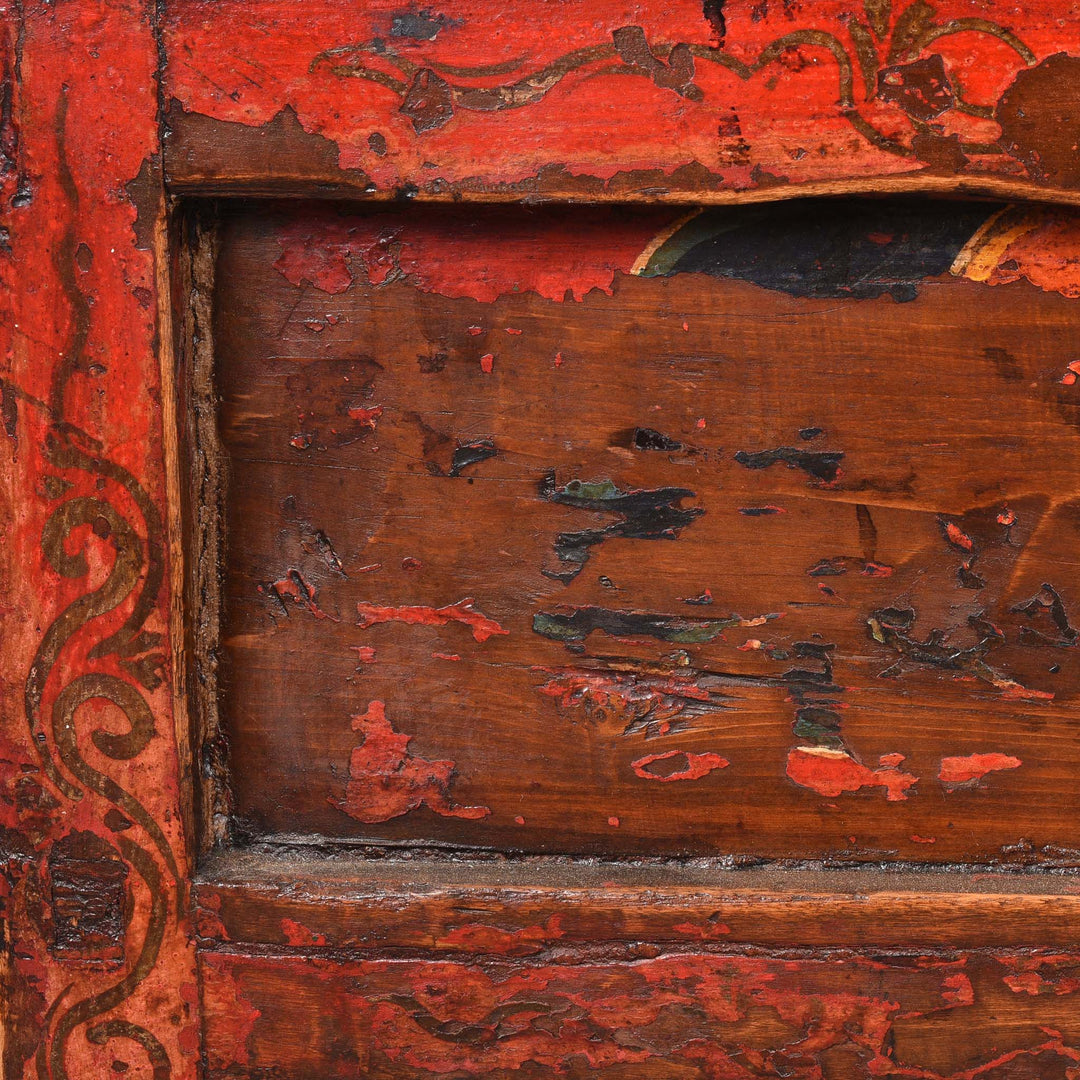 Reverse Detail From Antique Painted Tibetan Choksar - 19thC | Indigo Antiques