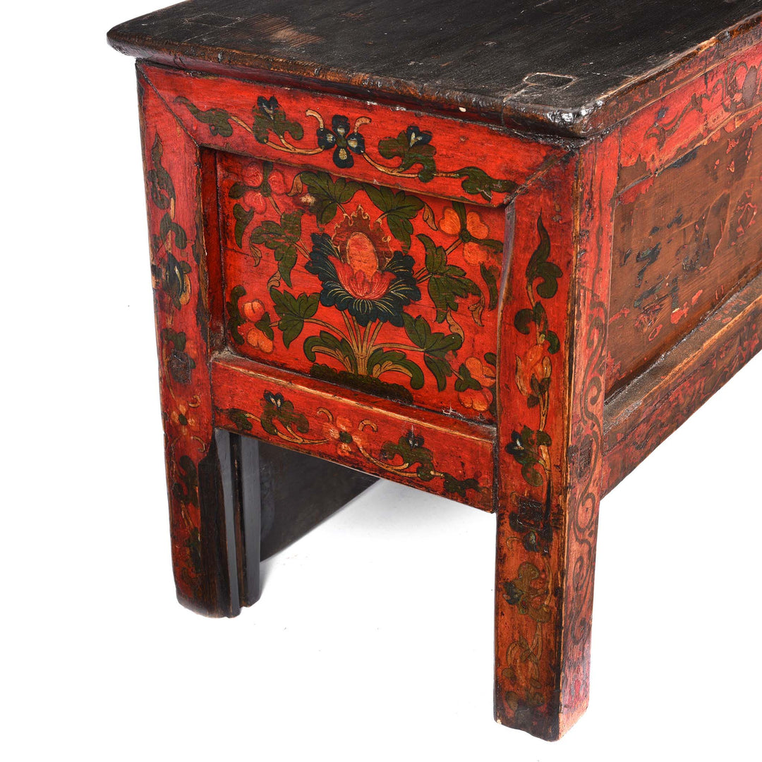 Second End Detail From Antique Painted Tibetan Choksar - 19thC | Indigo Antiques