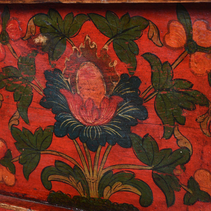 Paintwork Detail From Antique Painted Tibetan Choksar - 19thC | Indigo Antiques