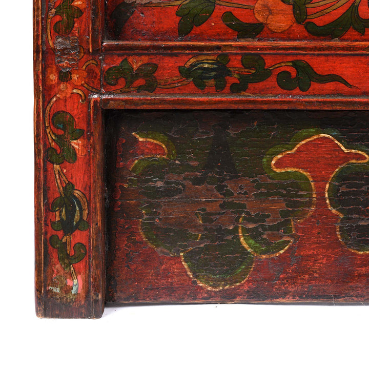 Bottom Corner Detail From Antique Painted Tibetan Choksar - 19thC | Indigo Antiques