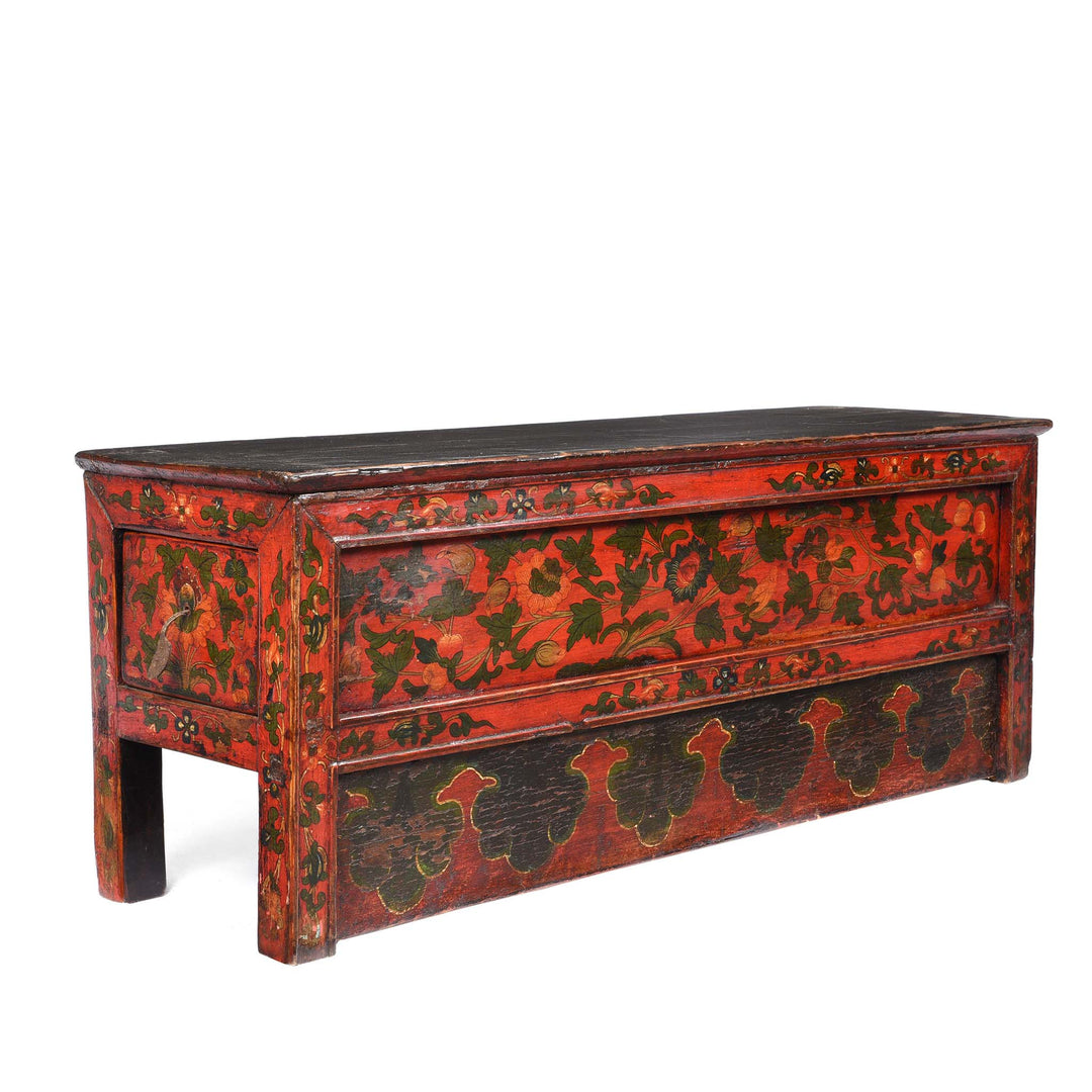 Angled View Of Antique Painted Tibetan Choksar - 19thC | Indigo Antiques
