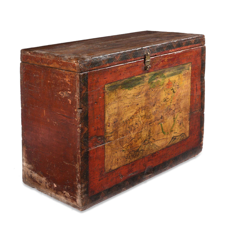 Side View rom Painted Tibetan Chest - Late 19thC | Indigo Antiques