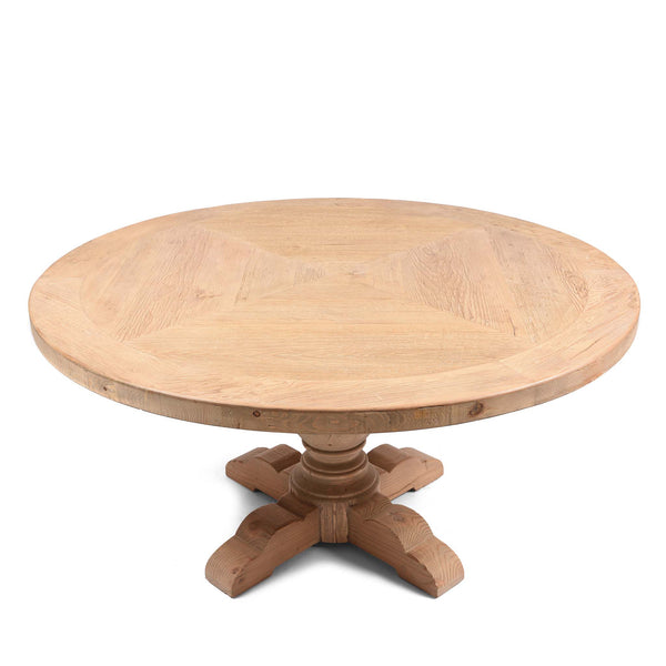 Round Pedestal  Dining Table Made From Old Bleached Pine