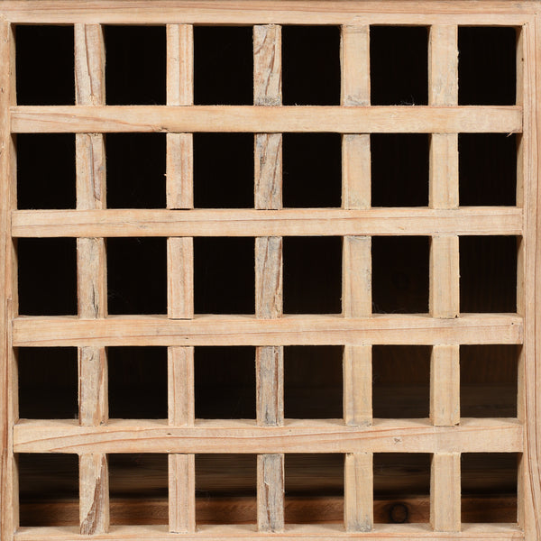 Reclaimed Pine Noodle Side Cabinet with Lattice Door - Country Style