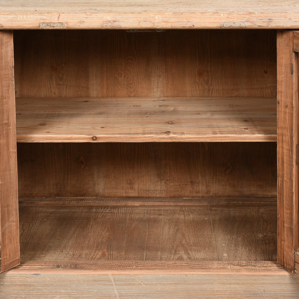 Reclaimed Pine Noodle Side Cabinet with Lattice Door - Country Style