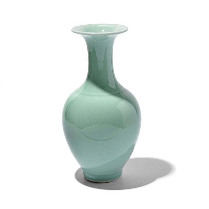 Small Celadon Flower Vase - Trumpet Mouth Design | Indigo Antiques