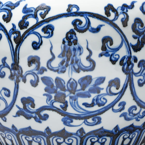 Blue & White Porcelain Jardinière - Trailing Leaf Design