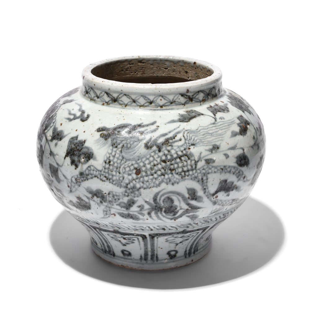 Reverse Of Blue & White Porcelain Jardinière - Trailing Peony Design | Indigo Antiques