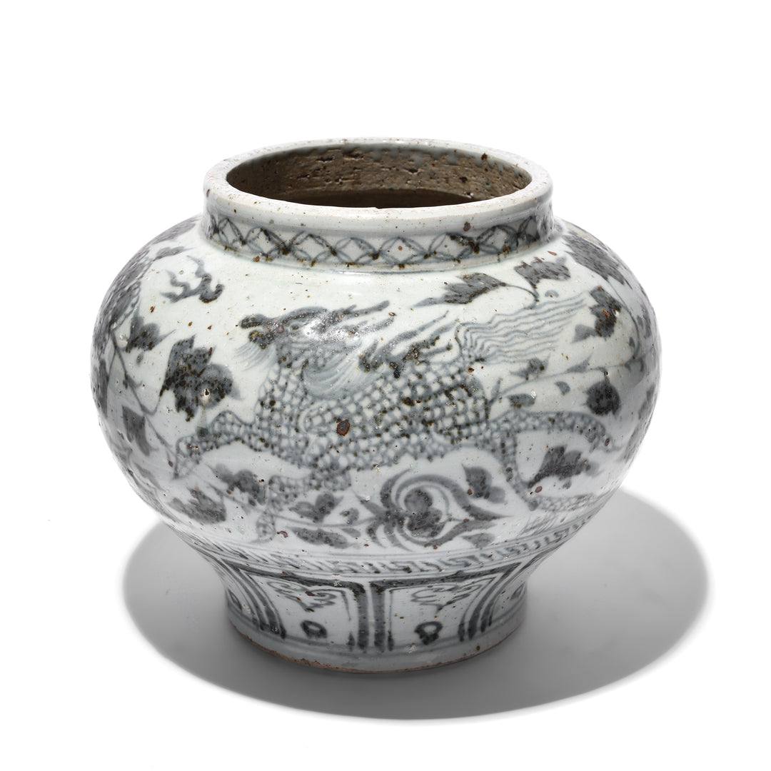 Reverse Of Blue & White Porcelain Jardinière - Trailing Peony Design | Indigo Antiques