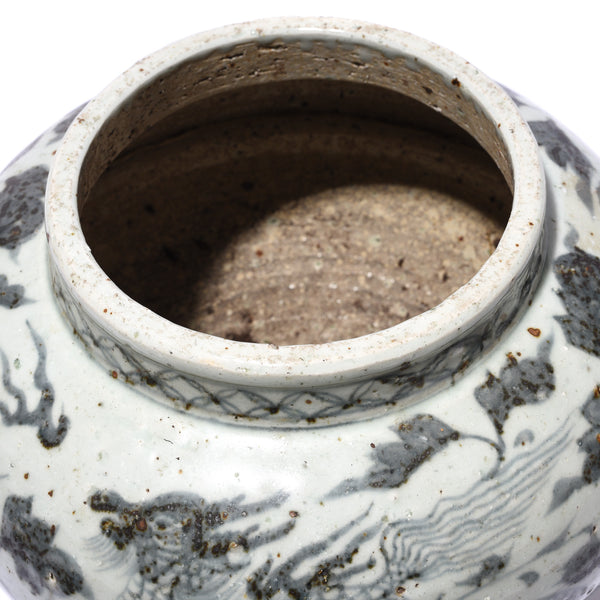 Blue & White Porcelain Jardinière - Trailing Peony Design