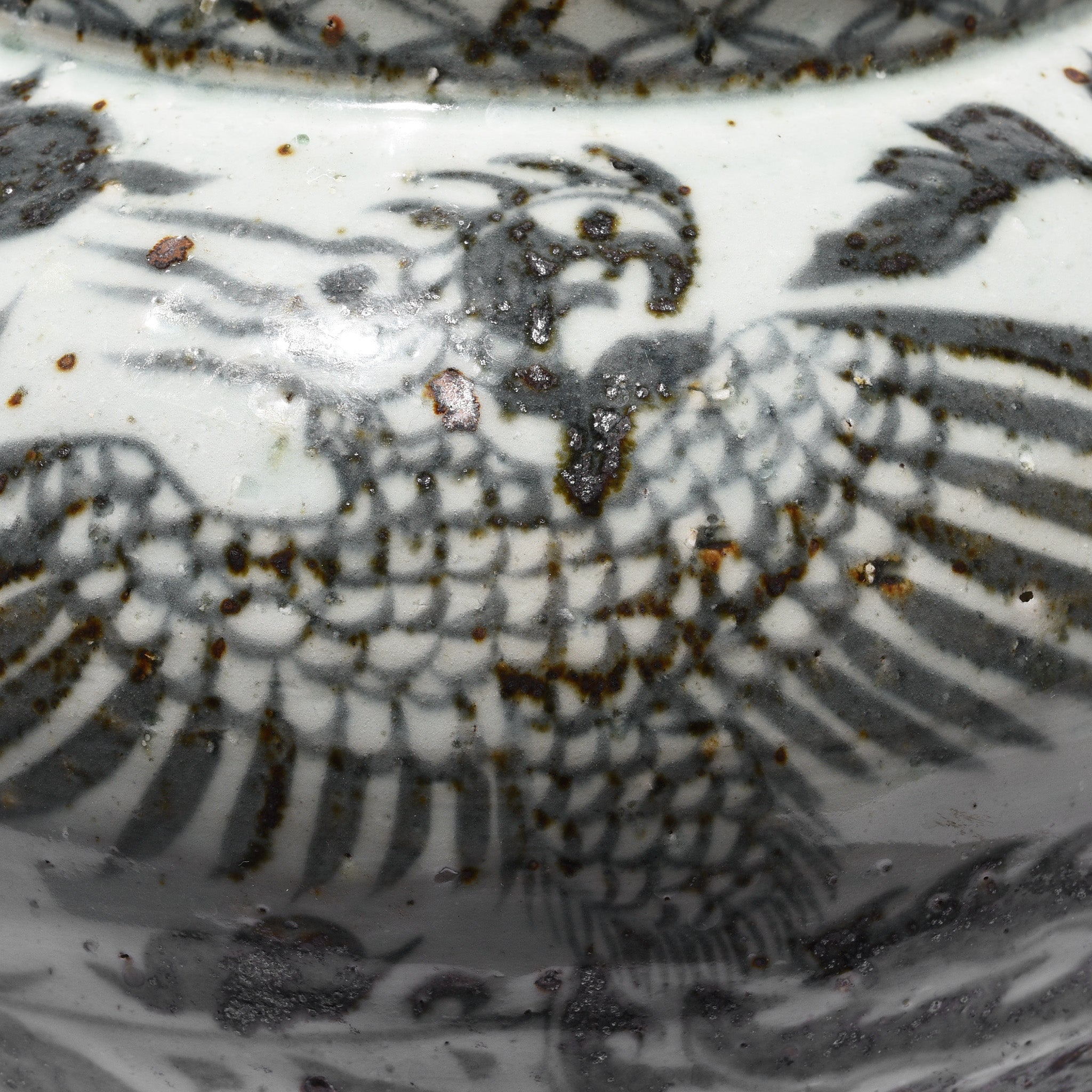 Detail Of Blue & White Porcelain Jardinière - Trailing Peony Design | Indigo Antiques