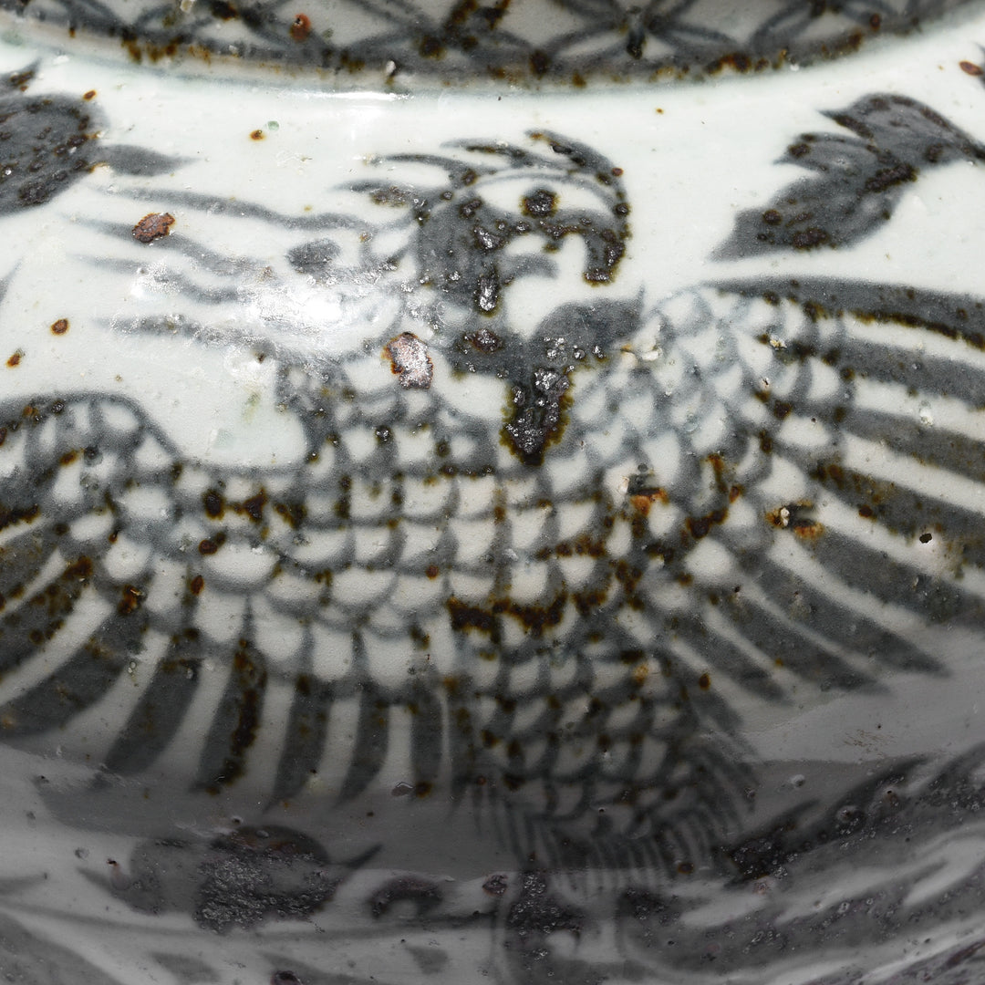 Detail Of Blue & White Porcelain Jardinière - Trailing Peony Design | Indigo Antiques
