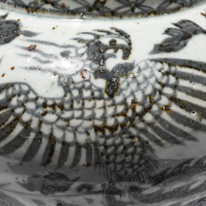 Detail Of Blue & White Porcelain Jardinière - Trailing Peony Design | Indigo Antiques