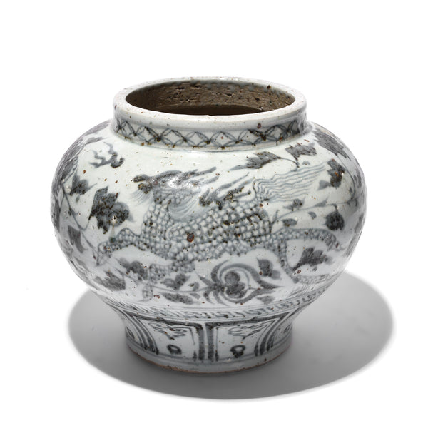Blue & White Porcelain Jardinière - Trailing Peony Design