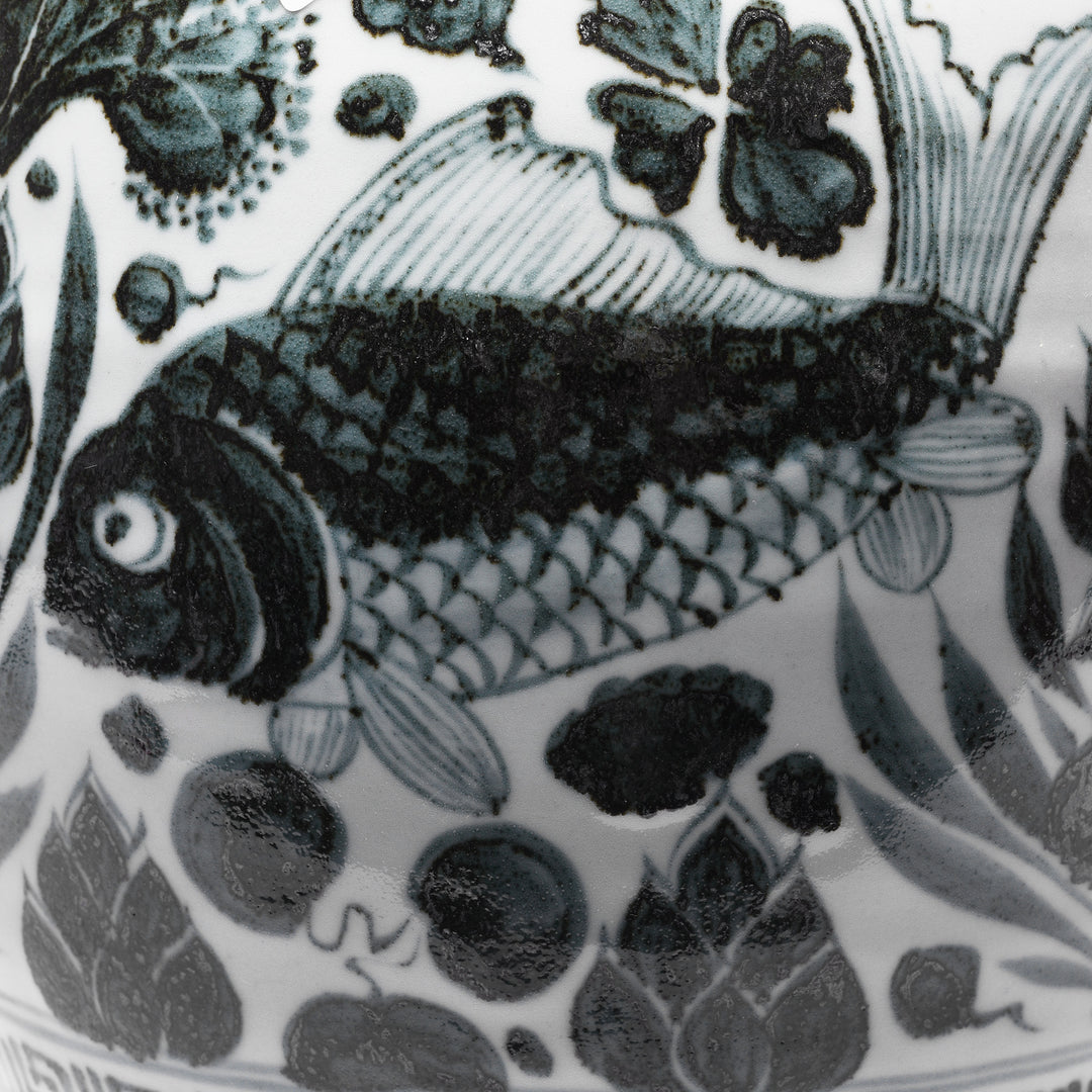 Fish Detail From Blue & White Porcelain Meiping Vase - Fish | Indigo Antiques