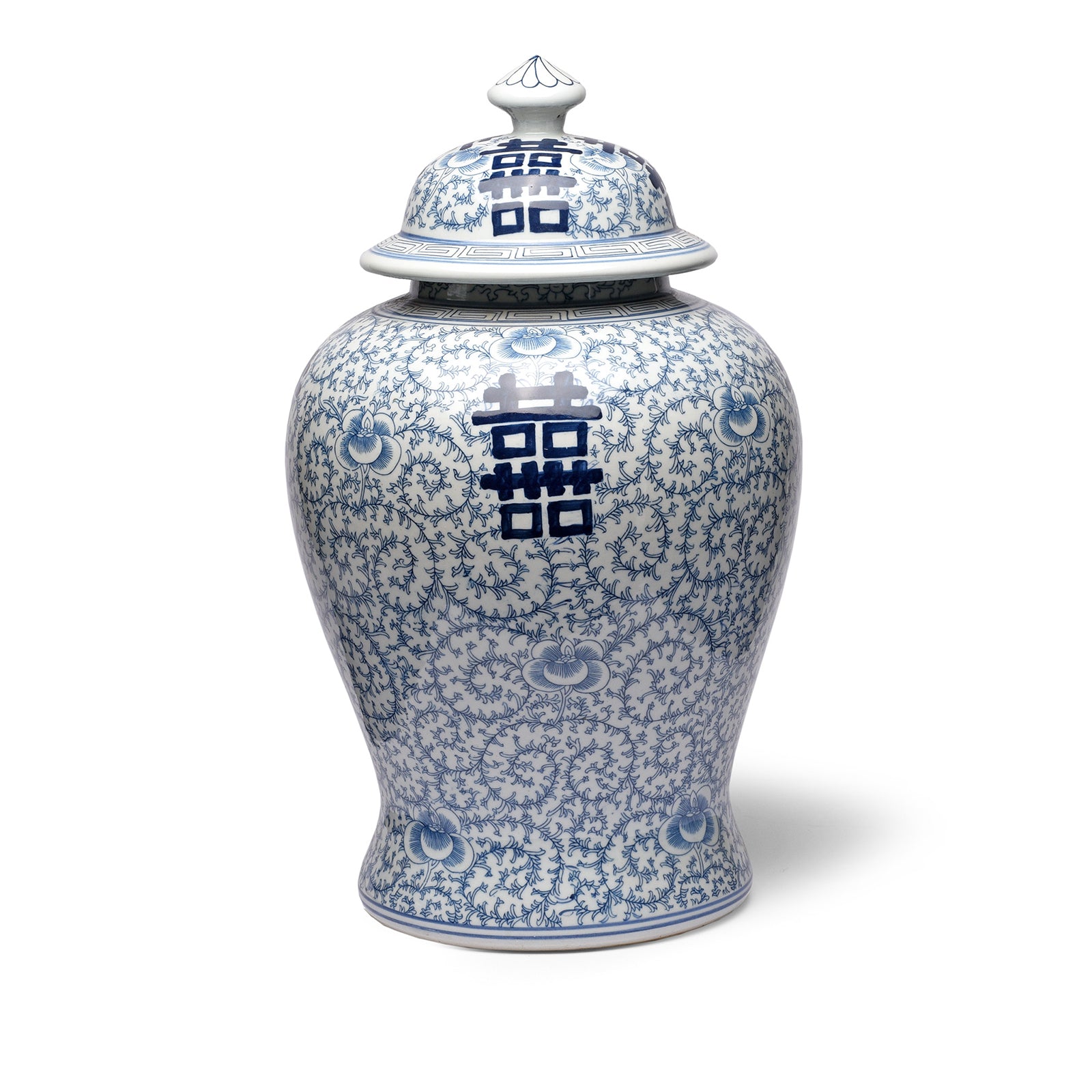 Blue & White Porcelain Temple Jar - Double Happiness Design | Indigo Antiques