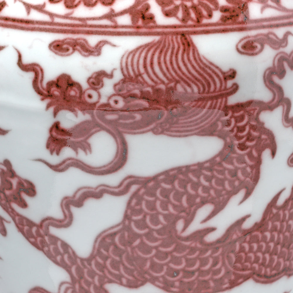 Dragon Detail From Copper Red Porcelain Meiping Vase - Dragon Design | Indigo Antiques