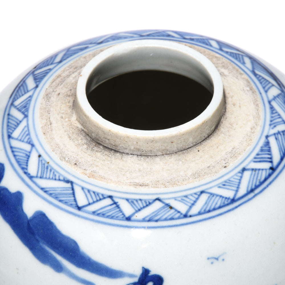 Blue & White Porcelain Ginger Jar - Scholar On Reindeer | Indigo Antiques