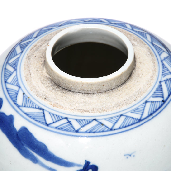 Blue & White Porcelain Ginger Jar - Scholar On Reindeer | Indigo Antiques