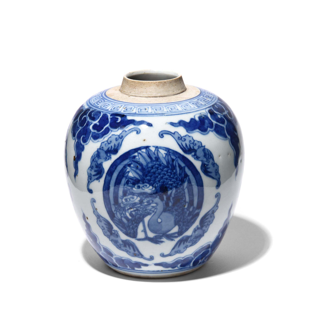 Blue & White Porcelain Ginger Jar - Peacocks | Indigo Antiques