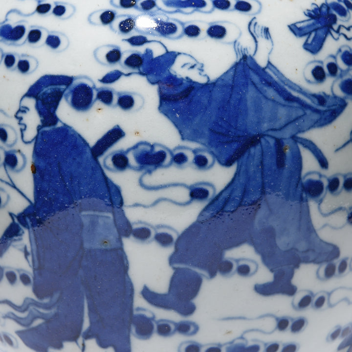 Detail From Blue & White Porcelain Ginger Jar - Scholarly Pursuits | Indigo Antiques