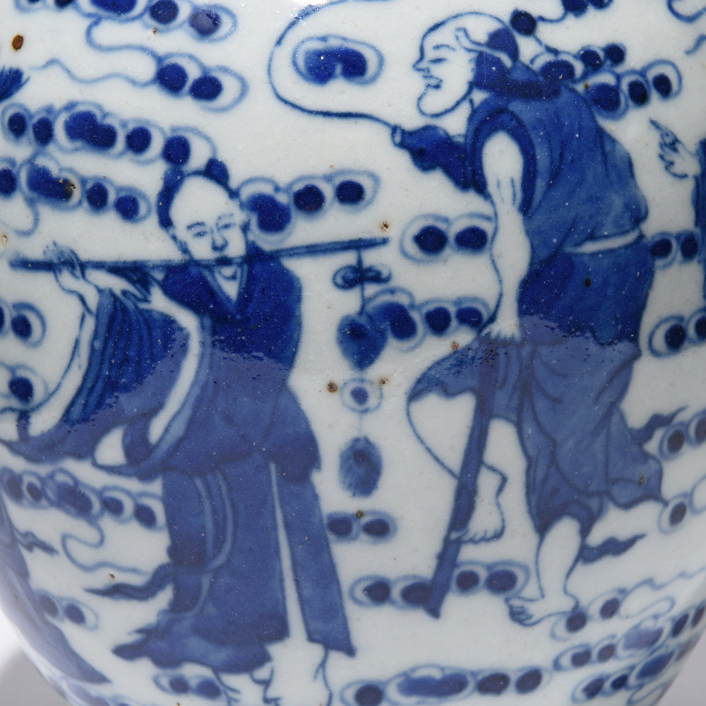 Detail From Blue & White Porcelain Ginger Jar - Scholarly Pursuits | Indigo Antiques