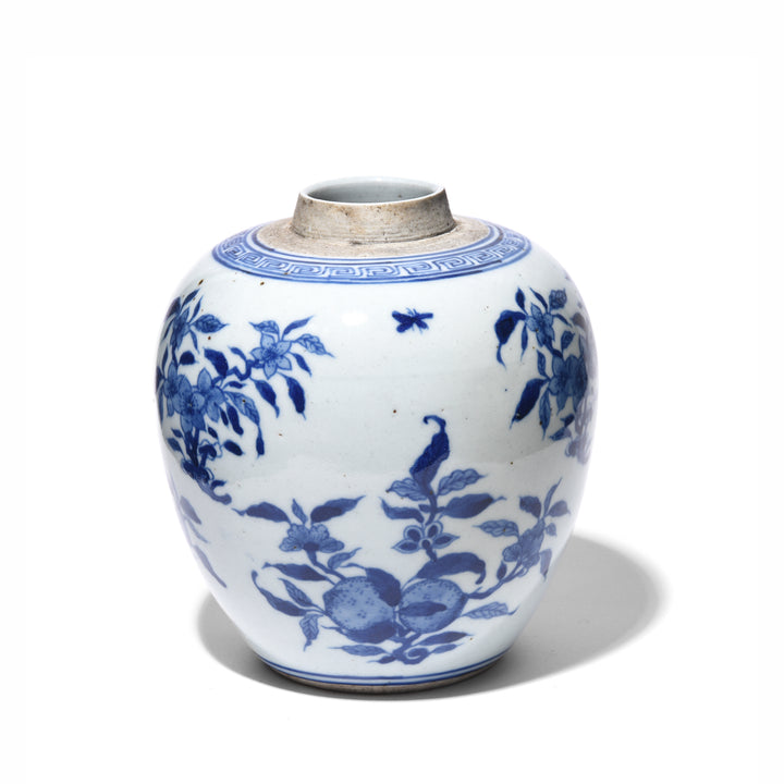 Blue & White Porcelain Ginger Jar - Fruit Trees | Indigo Antiques