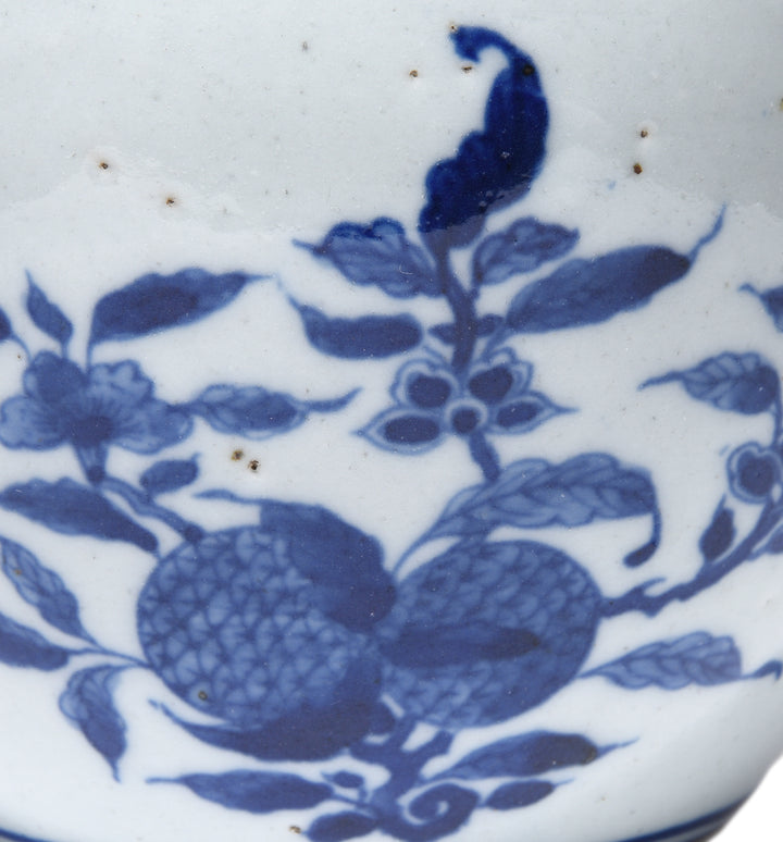 Detail From Blue & White Porcelain Ginger Jar - Fruit Trees | Indigo Antiques