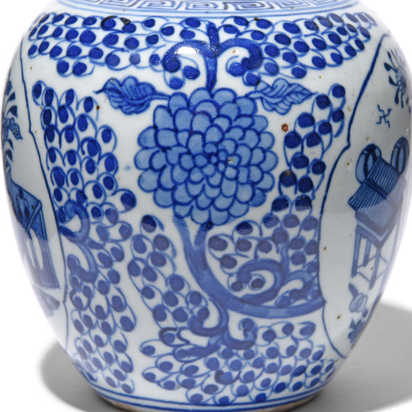 Blue & White Porcelain Ginger Jar - Floral Design