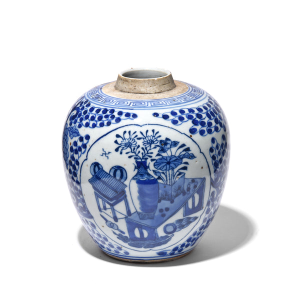 Blue & White Porcelain Ginger Jar - Floral Design