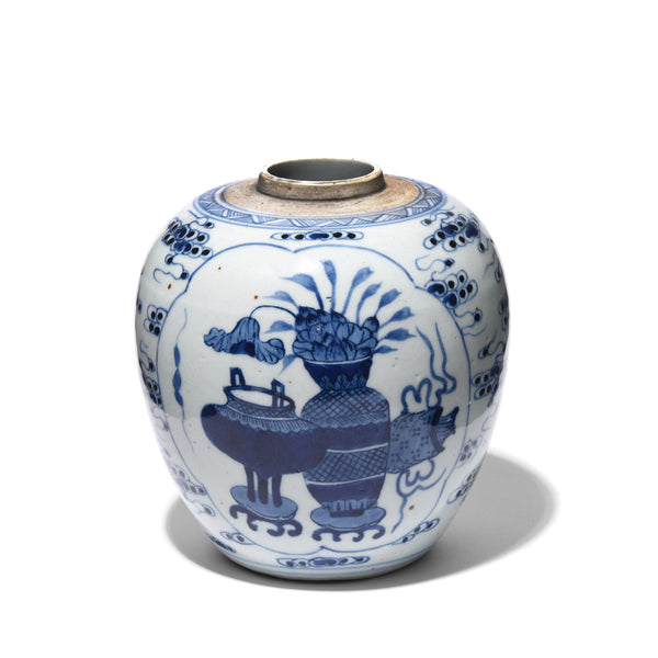 Blue & White Porcelain Ginger Jar - Wise Objects