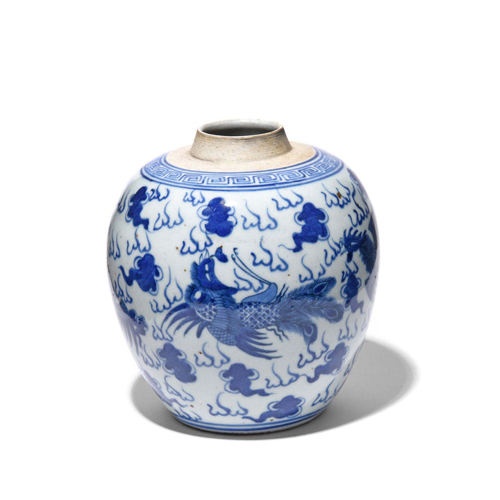Blue & White Porcelain Ginger Jar - Phoenix In Clouds | Ginger Jars