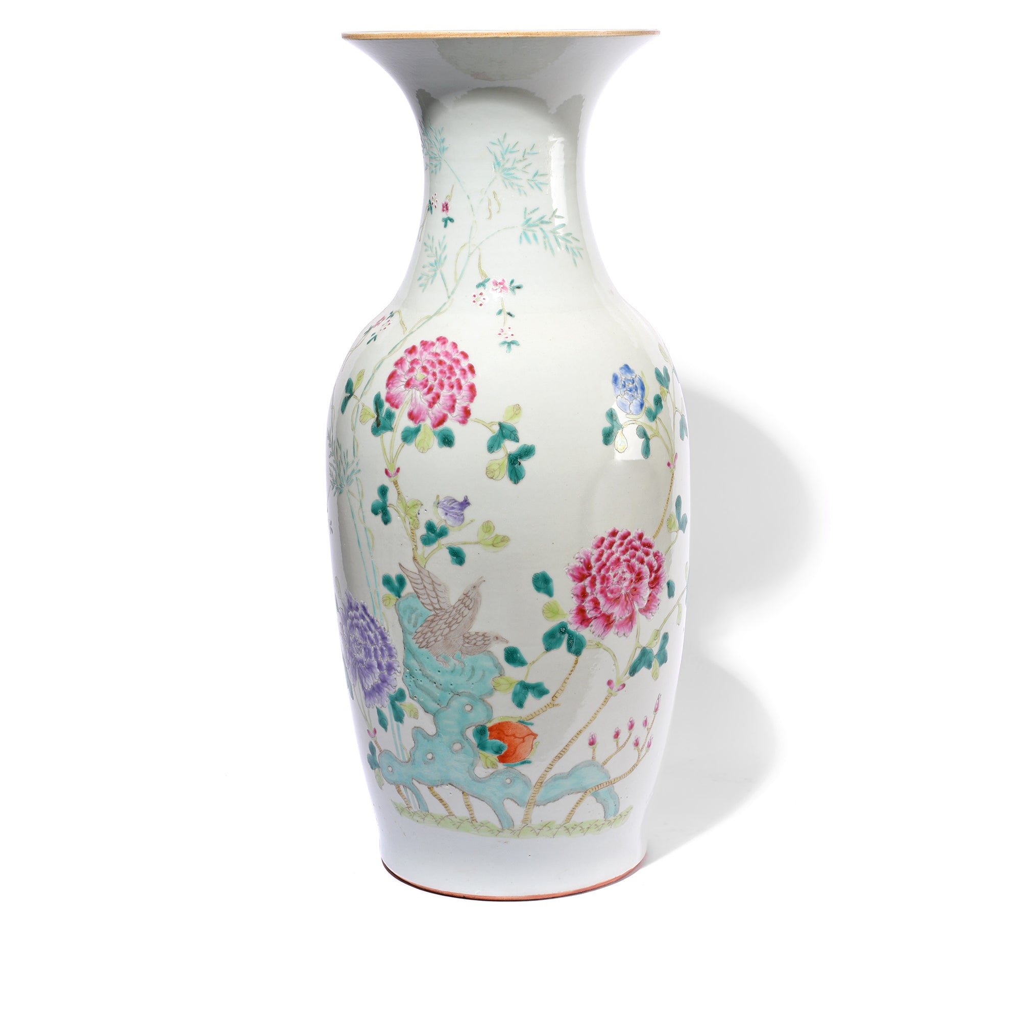 Famille Rose Porcelain Flower Vase - Floral Design | Indigo Antiques